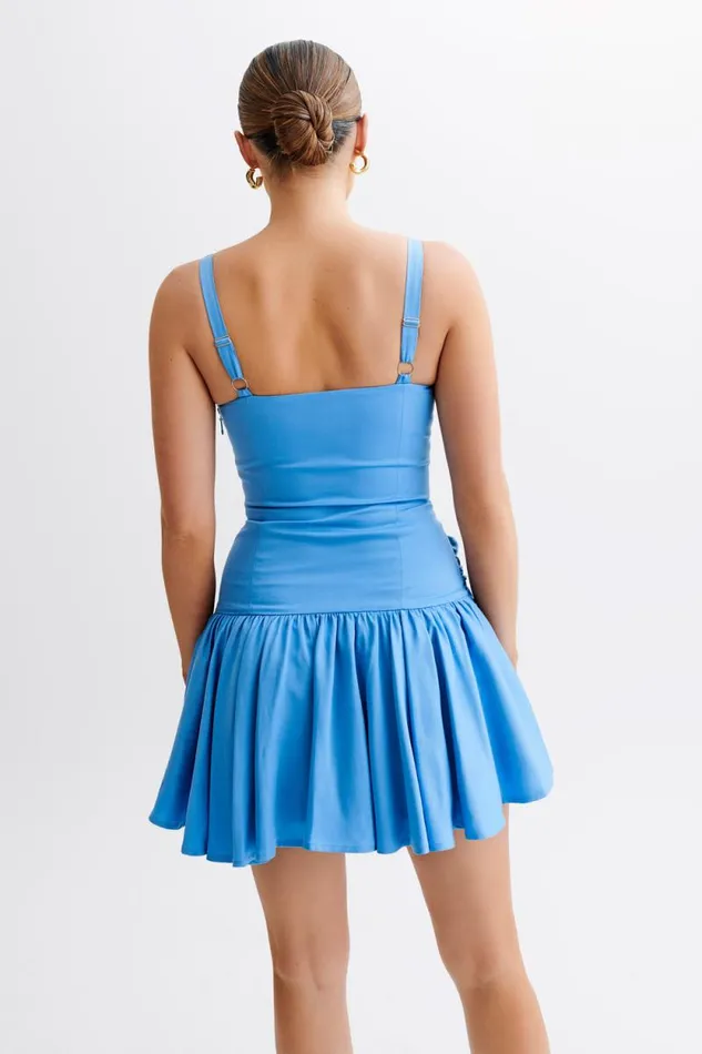 Women Meshki Dresses Alvara Cotton Puffy Mini Dress 8211 Iris Blue
