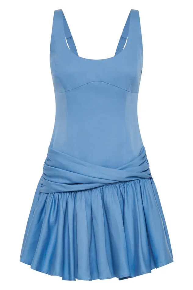 Women Meshki Dresses Alvara Cotton Puffy Mini Dress 8211 Iris Blue