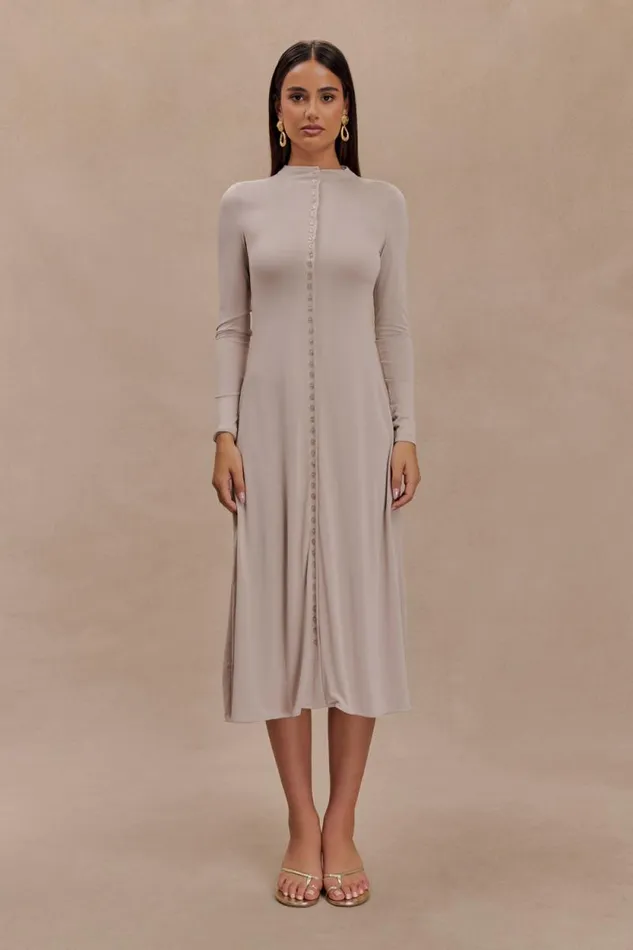Women Meshki Dresses Anders Peached Jersey Midi Dress 8211 Taupe