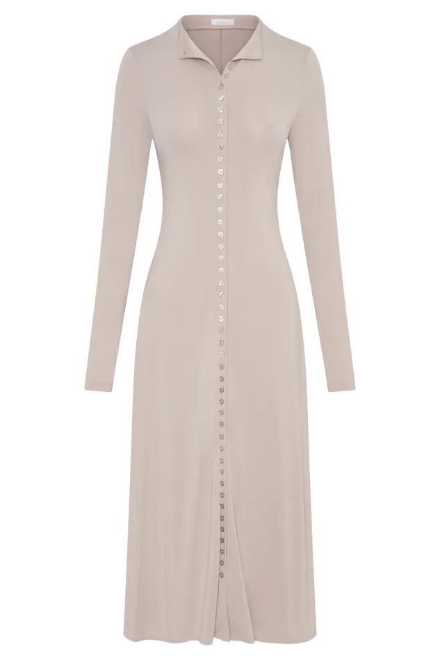 Women Meshki Dresses Anders Peached Jersey Midi Dress 8211 Taupe