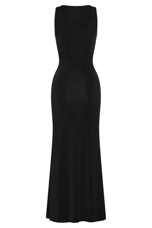 Women Meshki Dresses Beck Plunge Maxi Dress With Floral Hardware 8211 Black