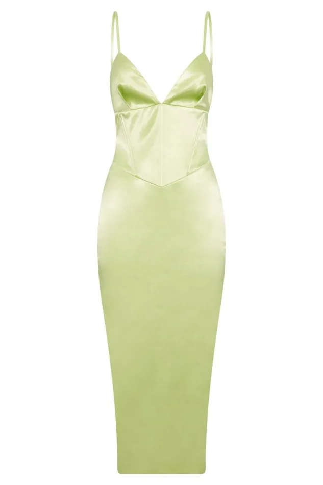 Women Meshki Dresses Brie Corset Midi Dress 8211 Pistachio Green