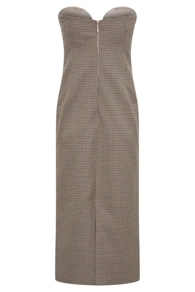 Women Meshki Dresses Christie Strapless Midi Dress 8211 Tan Check