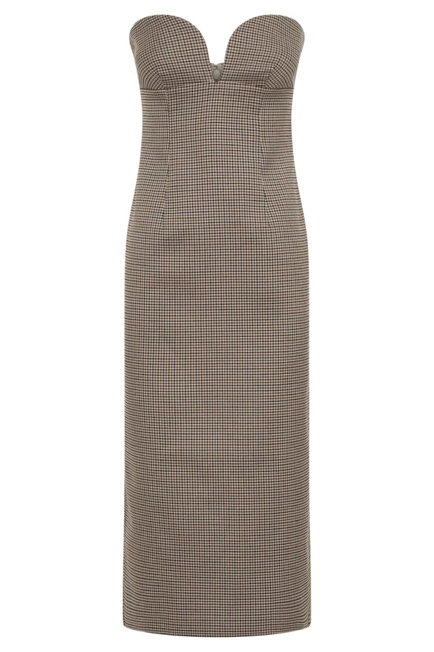 Women Meshki Dresses Christie Strapless Midi Dress 8211 Tan Check