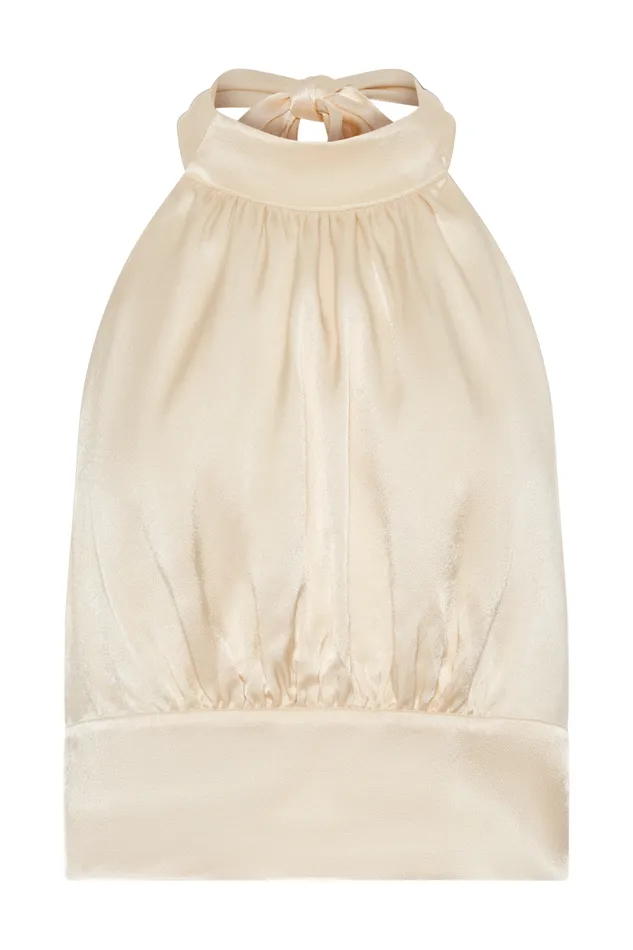 Women Meshki Dresses Clara Satin Halter Top 8211 Buttercream