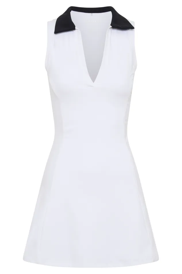 Women Meshki Dresses Estelle Sleeveless Collared Active Mini Dress 8211 BlackWhite