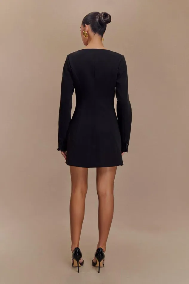 Women Meshki Dresses Jolie Boat Neck Suiting Mini Dress 8211 Black