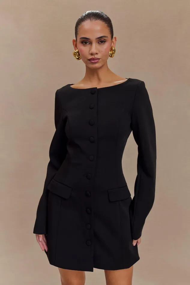 Women Meshki Dresses Jolie Boat Neck Suiting Mini Dress 8211 Black