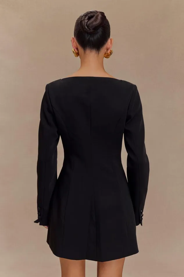 Women Meshki Dresses Jolie Boat Neck Suiting Mini Dress 8211 Black