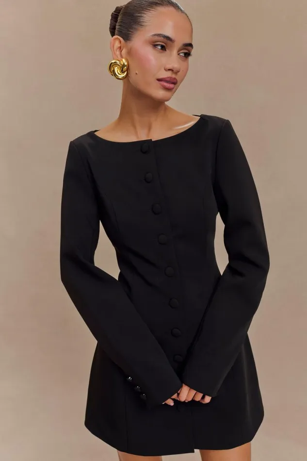 Women Meshki Dresses Jolie Boat Neck Suiting Mini Dress 8211 Black
