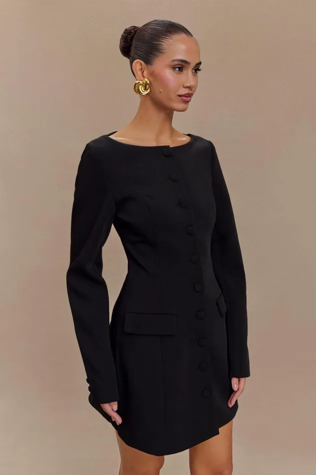 Women Meshki Dresses Jolie Boat Neck Suiting Mini Dress 8211 Black
