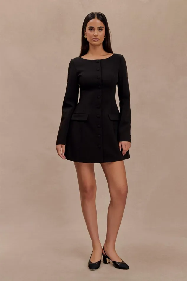 Women Meshki Dresses Jolie Boat Neck Suiting Mini Dress 8211 Black