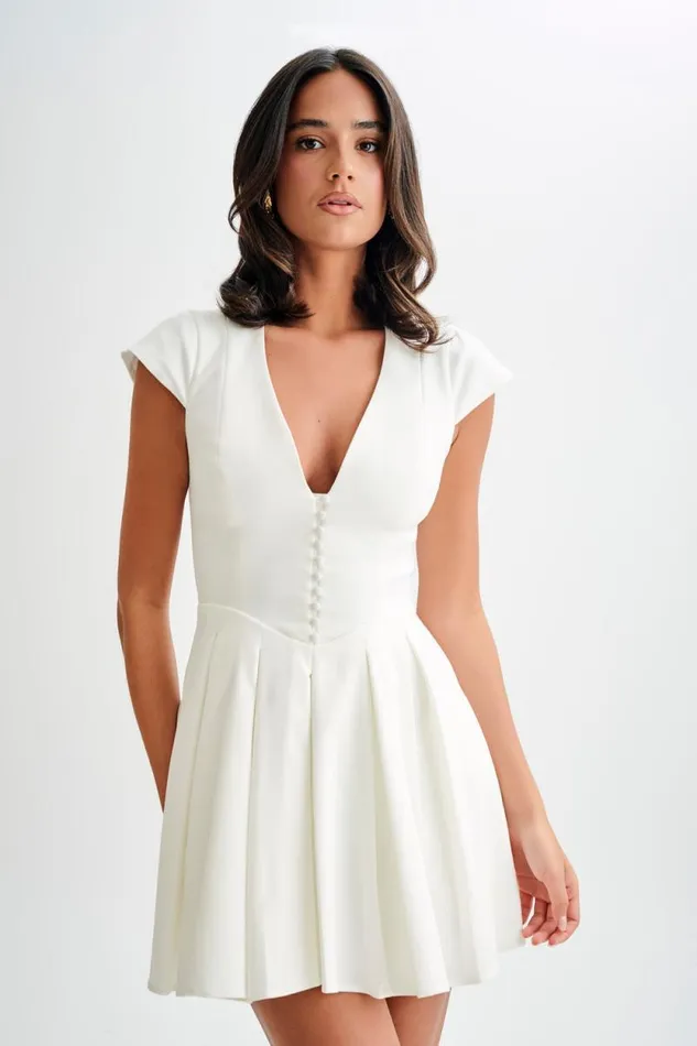 Women Meshki Dresses Keely Cotton Cap Sleeve Mini Dress 8211 White