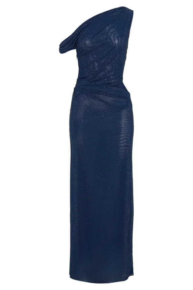 Women Meshki Dresses Kenny Diamante One Shoulder Maxi Dress 8211 Navy