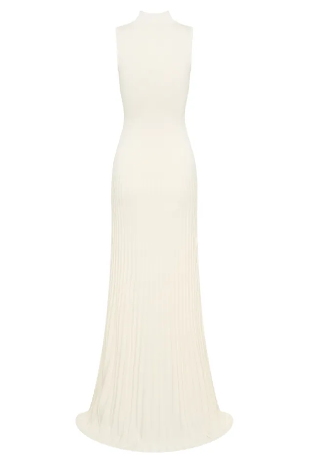 Women Meshki Dresses Mavis High Neck Pleated Maxi Dress 8211 Ivory