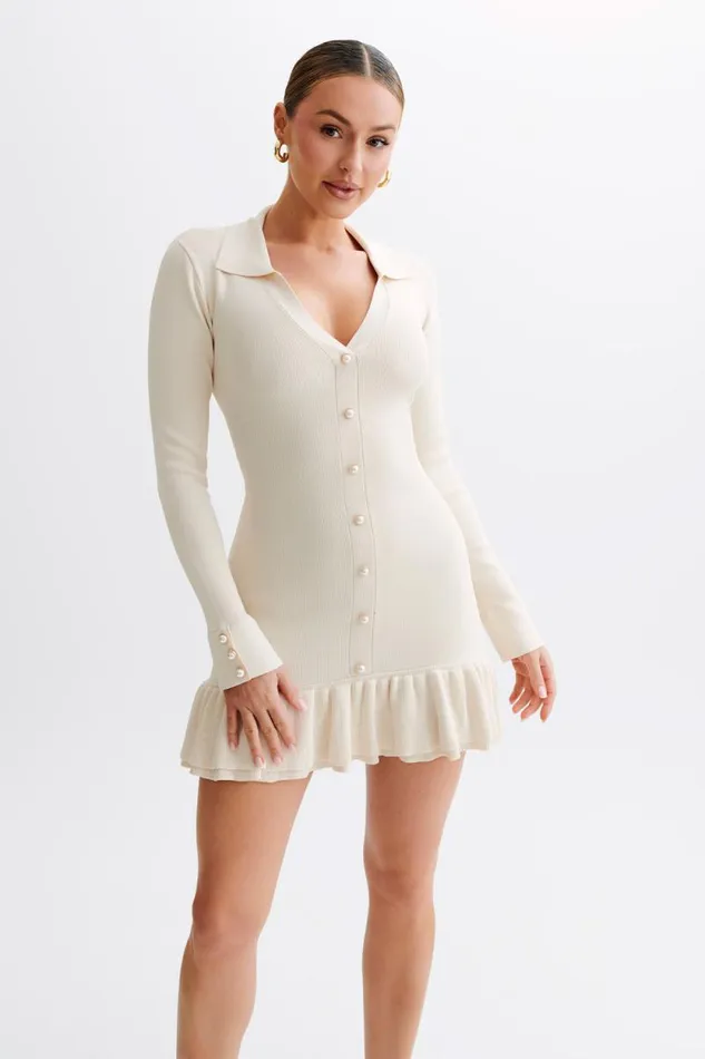 Women Meshki Dresses Pareesa Contrast Frill Mini Dress 8211 Cream