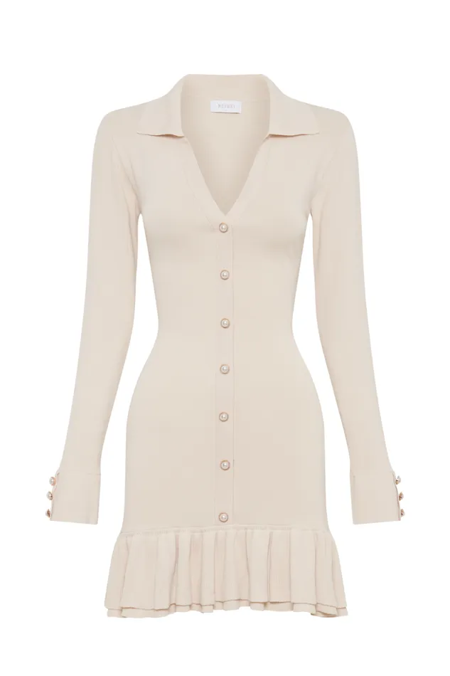 Women Meshki Dresses Pareesa Contrast Frill Mini Dress 8211 Cream