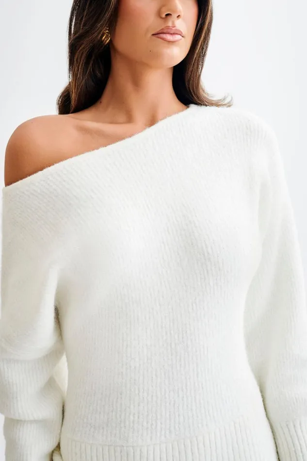 Women Meshki Dresses Rafferty Boat Neck Knit Mini Dress 8211 Ivory
