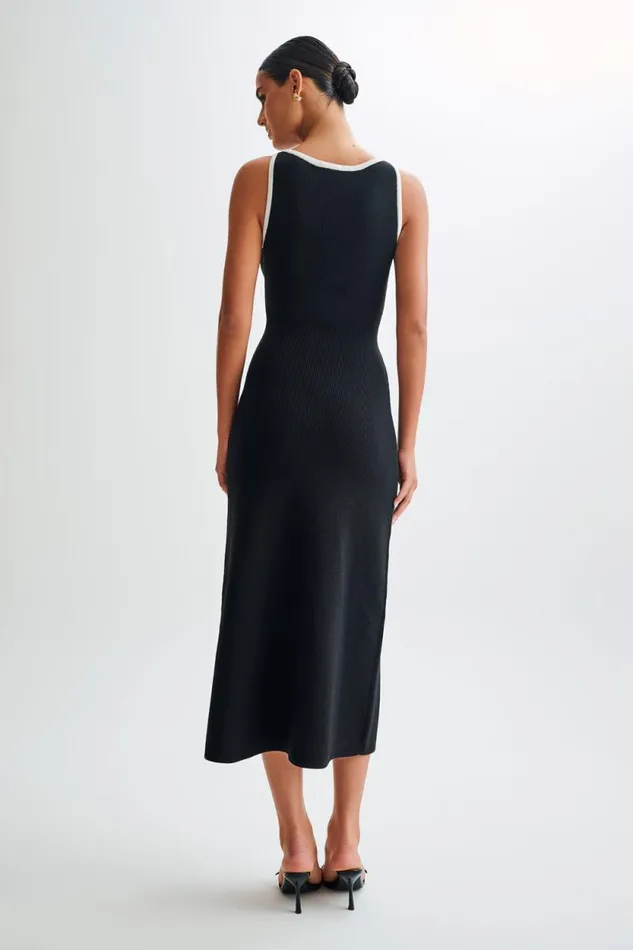 Women Meshki Dresses Sawyer Sleeveless Buttoned Maxi Dress 8211 BlackWhite