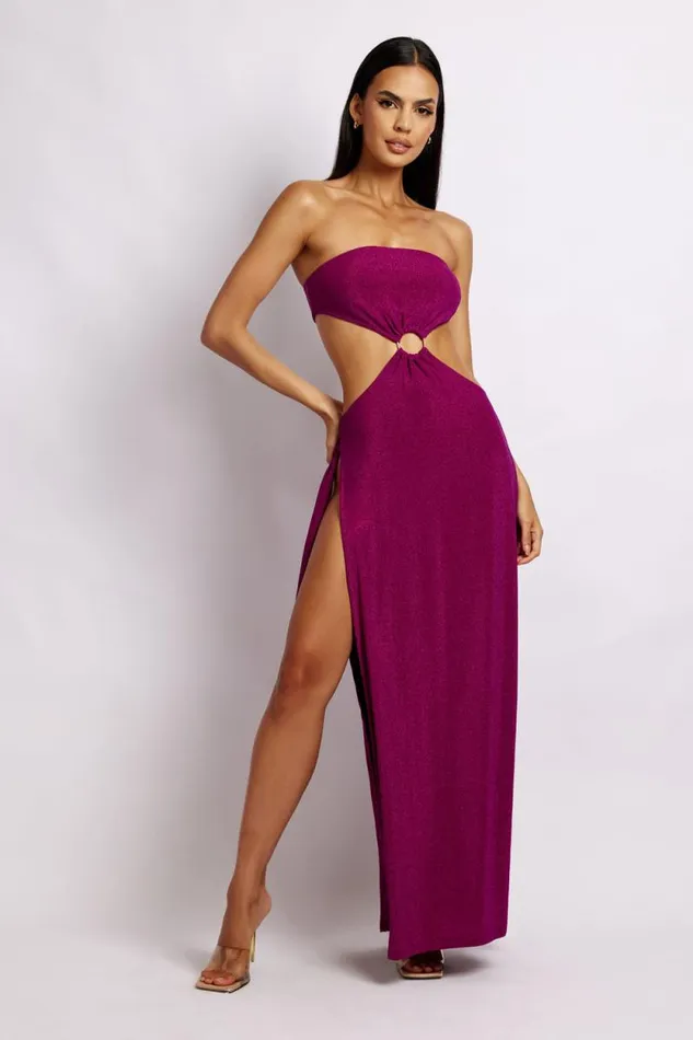 Women Meshki Dresses Sierra Strapless Shimmer Dress 8211 Violet Shimmer