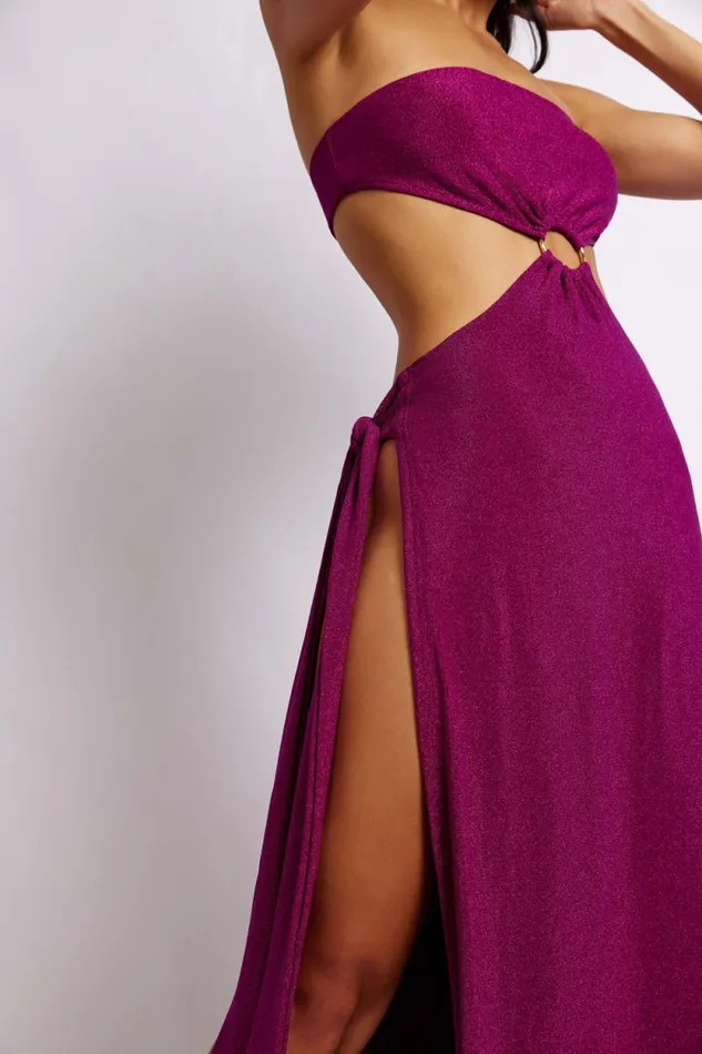 Women Meshki Dresses Sierra Strapless Shimmer Dress 8211 Violet Shimmer