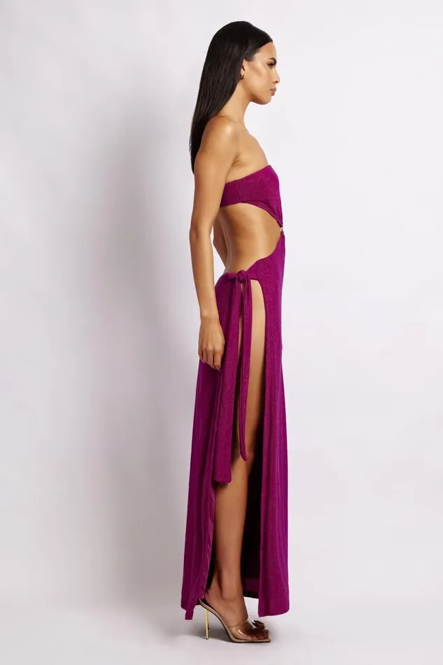 Women Meshki Dresses Sierra Strapless Shimmer Dress 8211 Violet Shimmer
