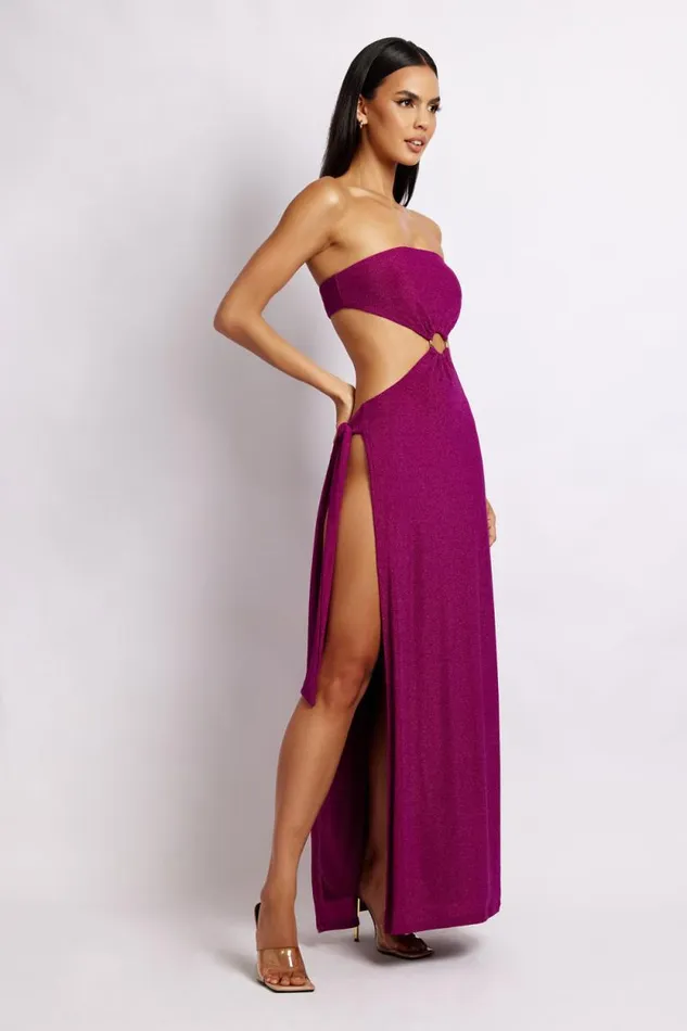 Women Meshki Dresses Sierra Strapless Shimmer Dress 8211 Violet Shimmer