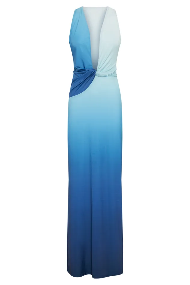 Women Meshki Dresses Stella Draped Slinky Maxi Dress 8211 Ombre Blue