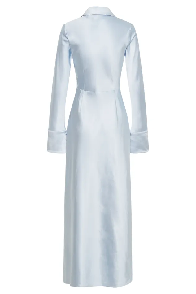 Women Meshki Dresses Whitley Satin Collared Maxi Dress 8211 Ice Blue