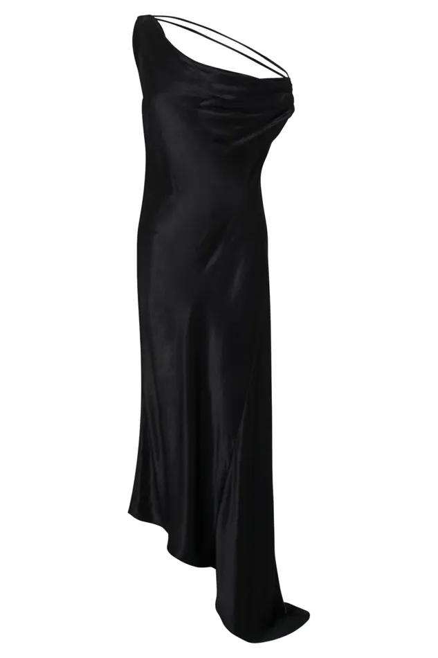 Women Meshki Dresses Yvette Slip Maxi Dress With Asymmetrical Hem 8211 Black
