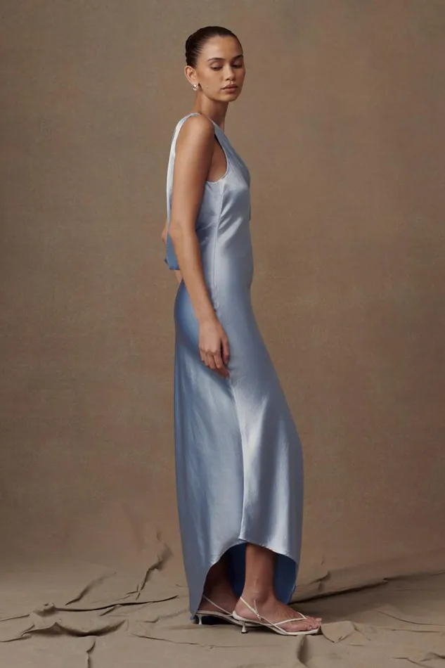 Women Meshki Dresses Yvette Slip Maxi Dress With Asymmetrical Hem 8211 Cornflower Blue