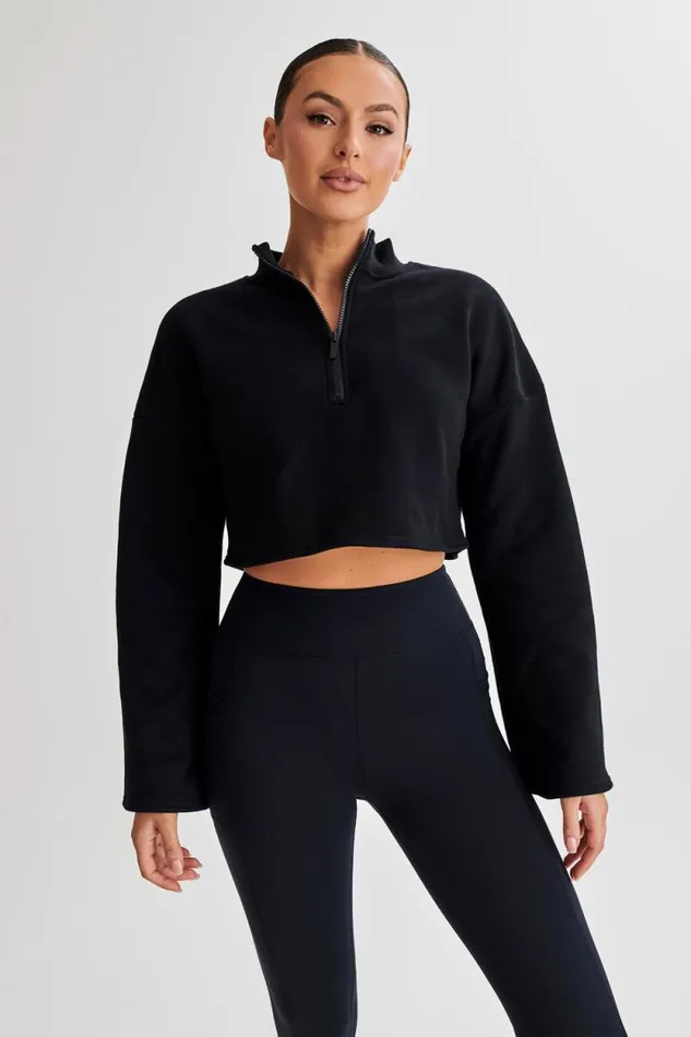 Women Meshki Outerwear Dempsey Zip Flared Jumper 8211 Black
