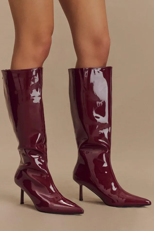 Women Meshki Shoes Jesi Faux Leather Boots 8211 Cherry Red