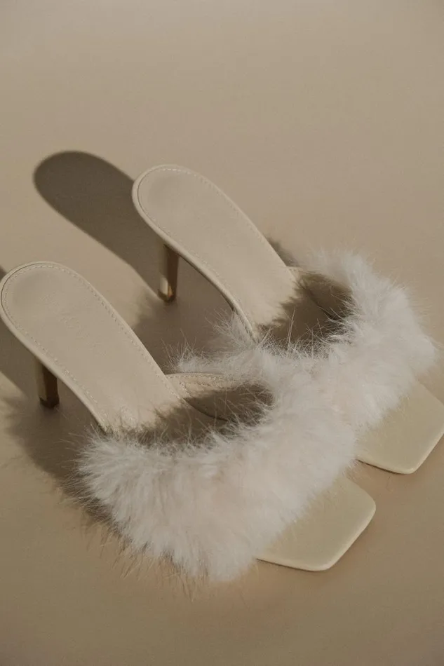 Women Meshki Shoes Torrance Faux Fur Heel 8211 Ivory