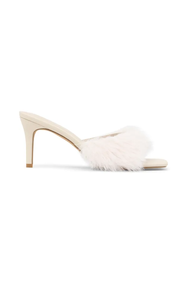 Women Meshki Shoes Torrance Faux Fur Heel 8211 Ivory