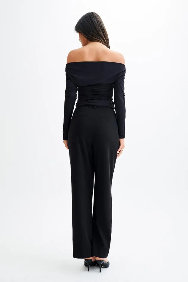 Women Meshki Tops Alayna Long Sleeve Recycled Nylon Ruched Top 8211 Black
