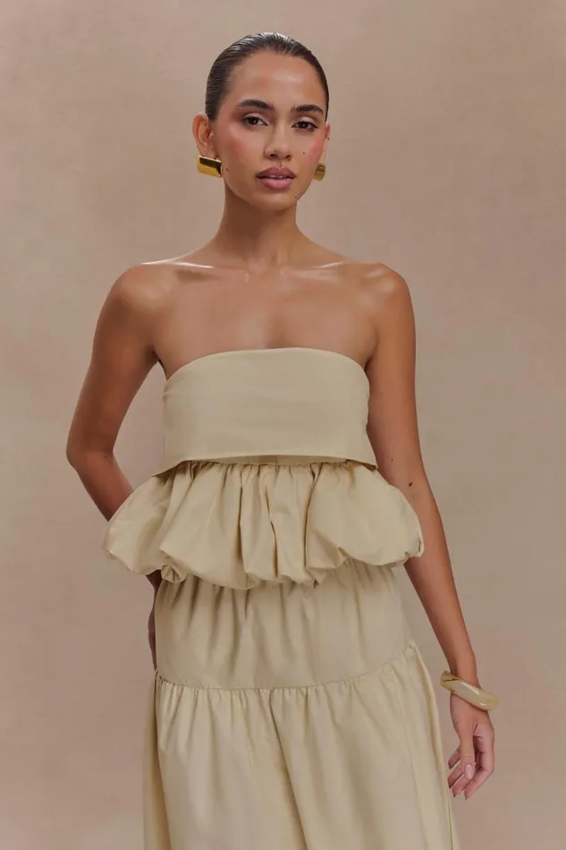Women Meshki Tops Amirah Strapless Bubble Crop Top 8211 Nude