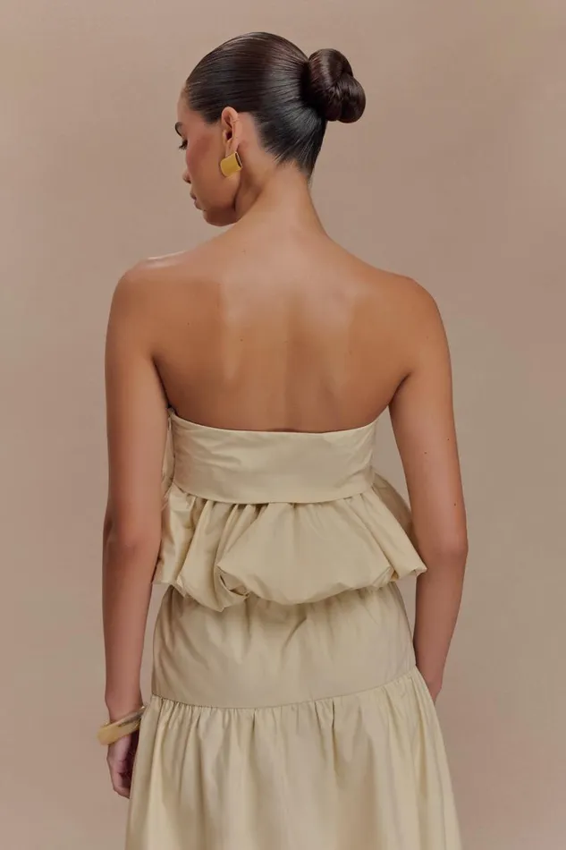 Women Meshki Tops Amirah Strapless Bubble Crop Top 8211 Nude