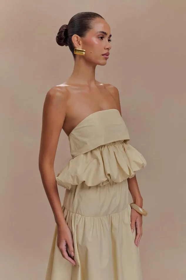 Women Meshki Tops Amirah Strapless Bubble Crop Top 8211 Nude
