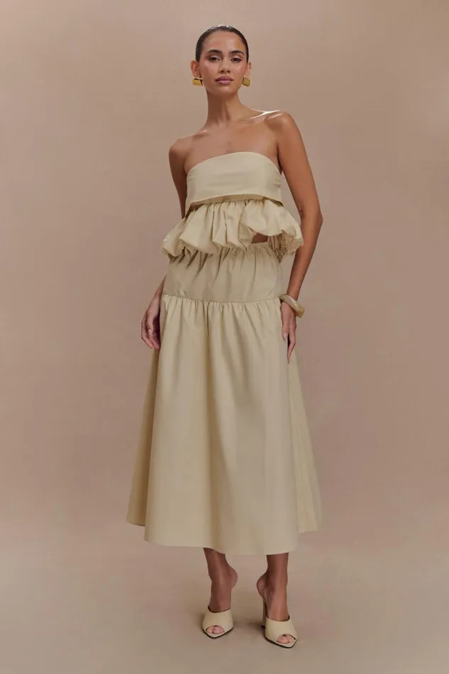 Women Meshki Tops Amirah Strapless Bubble Crop Top 8211 Nude