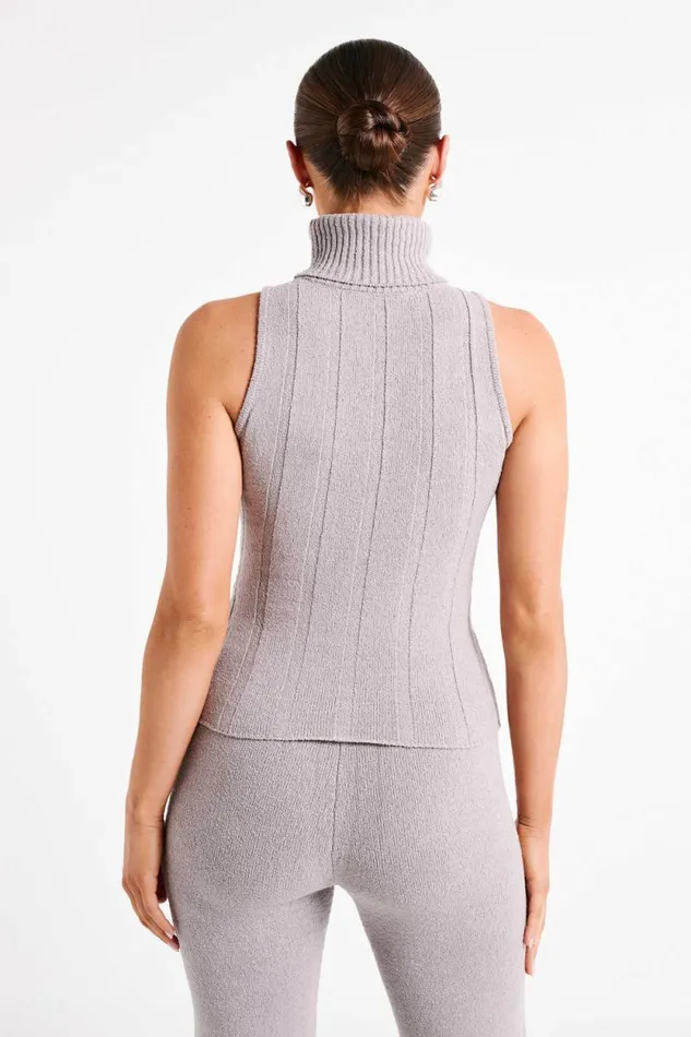 Women Meshki Tops Angelina Ribbed Turtleneck 8211 Grey Marle