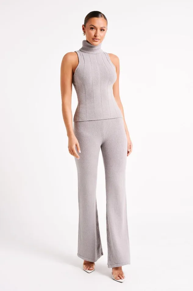 Women Meshki Tops Angelina Ribbed Turtleneck 8211 Grey Marle