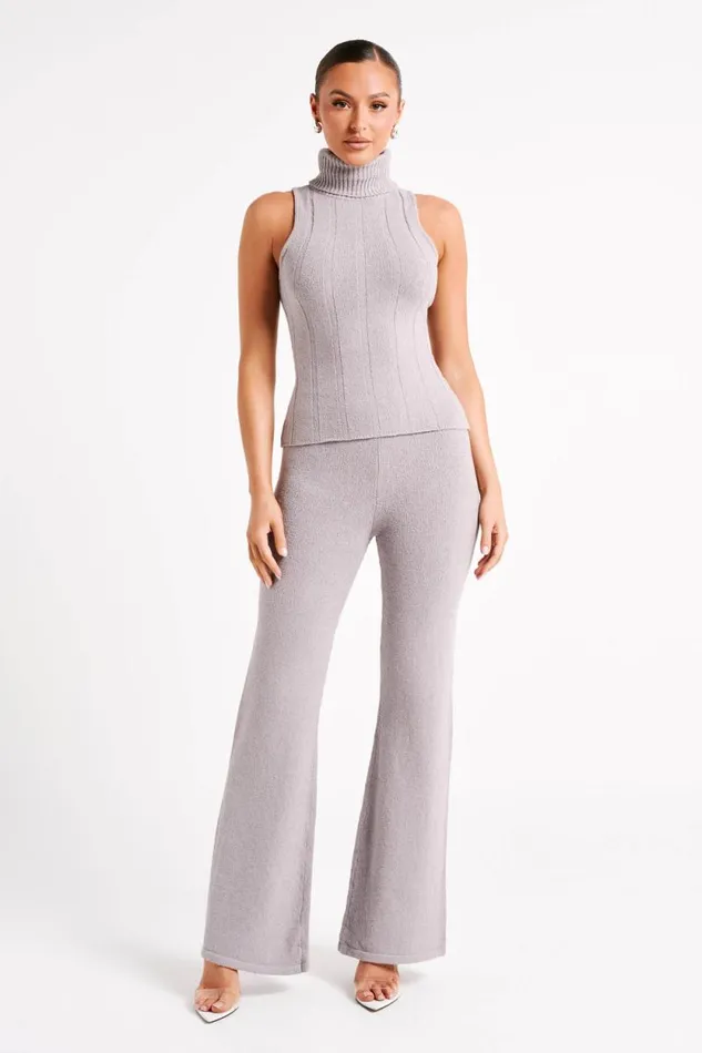Women Meshki Tops Angelina Ribbed Turtleneck 8211 Grey Marle
