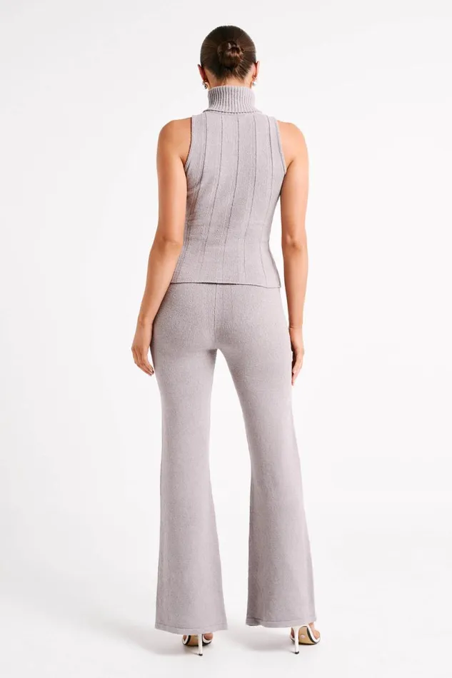 Women Meshki Tops Angelina Ribbed Turtleneck 8211 Grey Marle