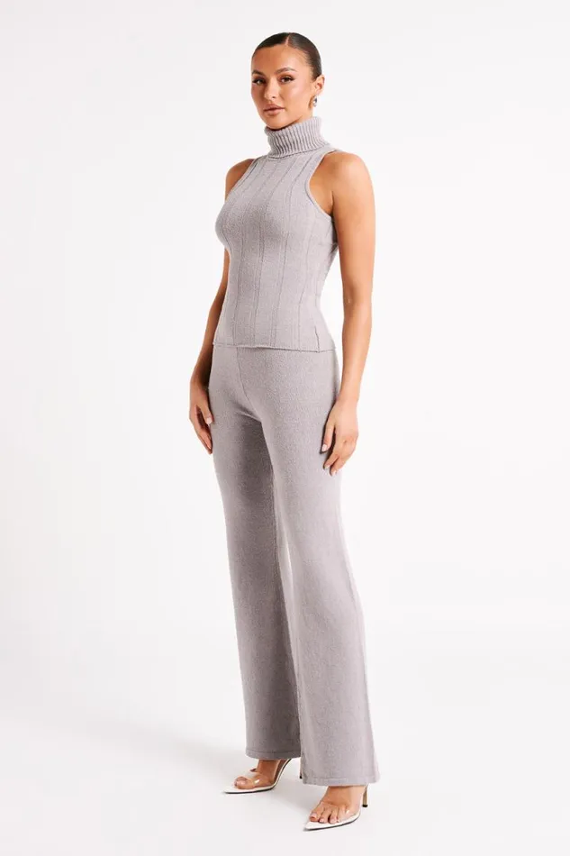 Women Meshki Tops Angelina Ribbed Turtleneck 8211 Grey Marle