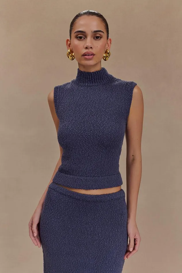 Women Meshki Tops Azalea Sleeveless Knit Top 8211 Steel