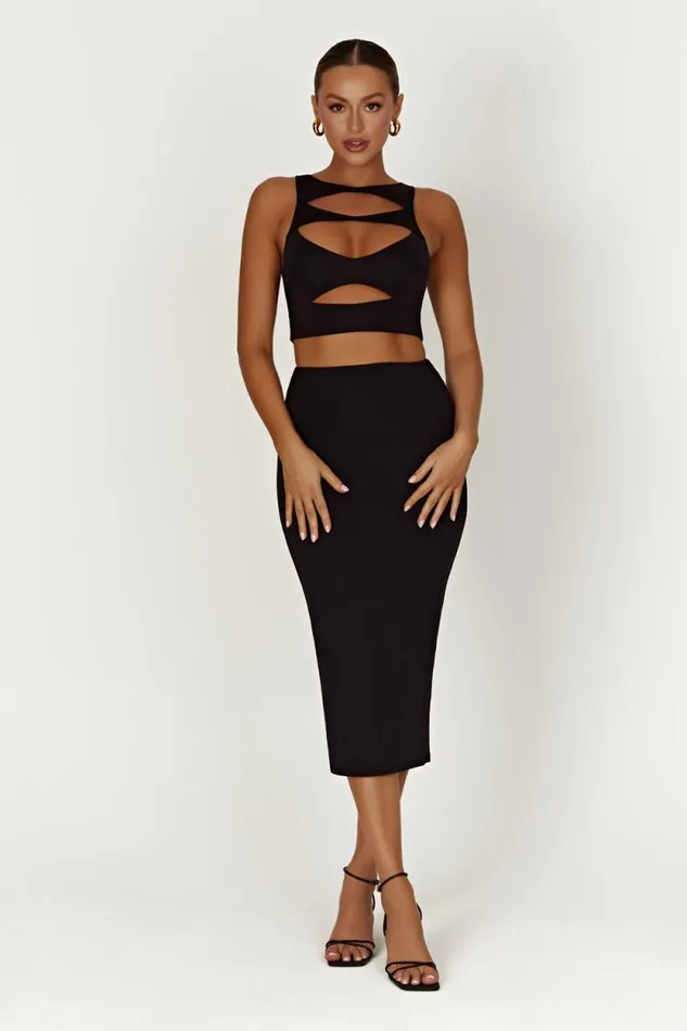 Women Meshki Tops Chloe Cut Out Crop Top 8211 Black