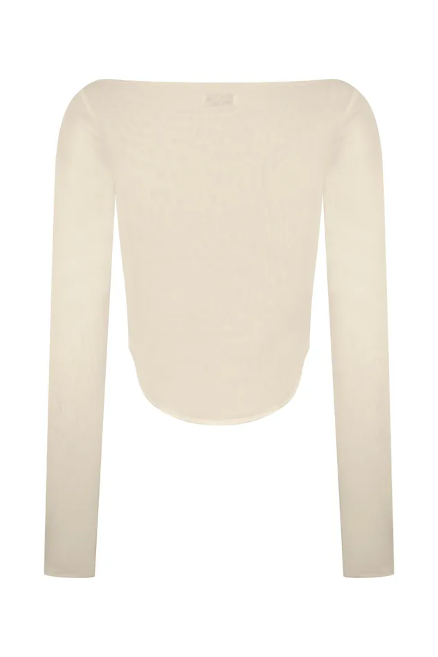 Women Meshki Tops Colette Boat Neck Mesh Top 8211 Ivory