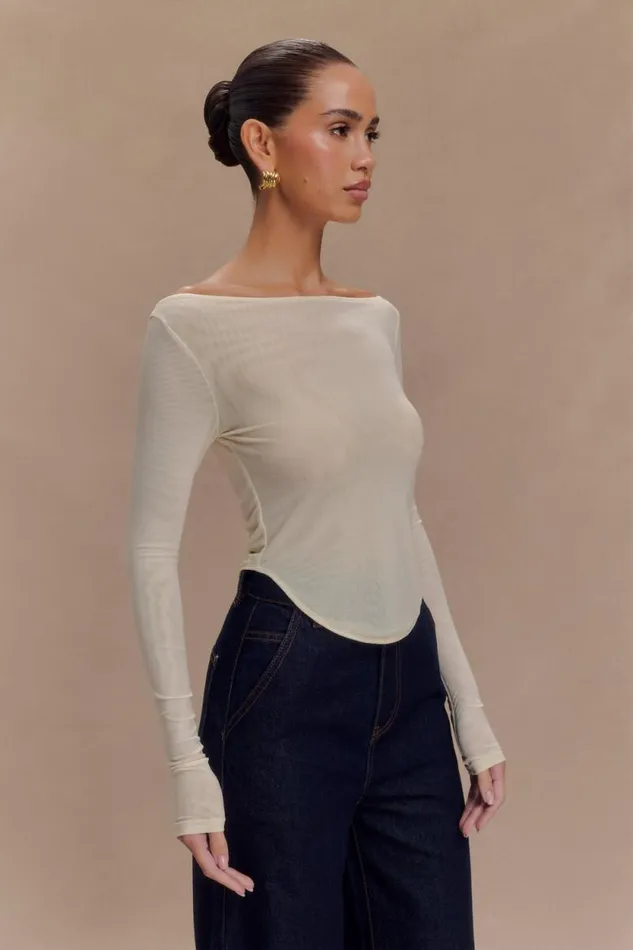 Women Meshki Tops Colette Boat Neck Mesh Top 8211 Ivory