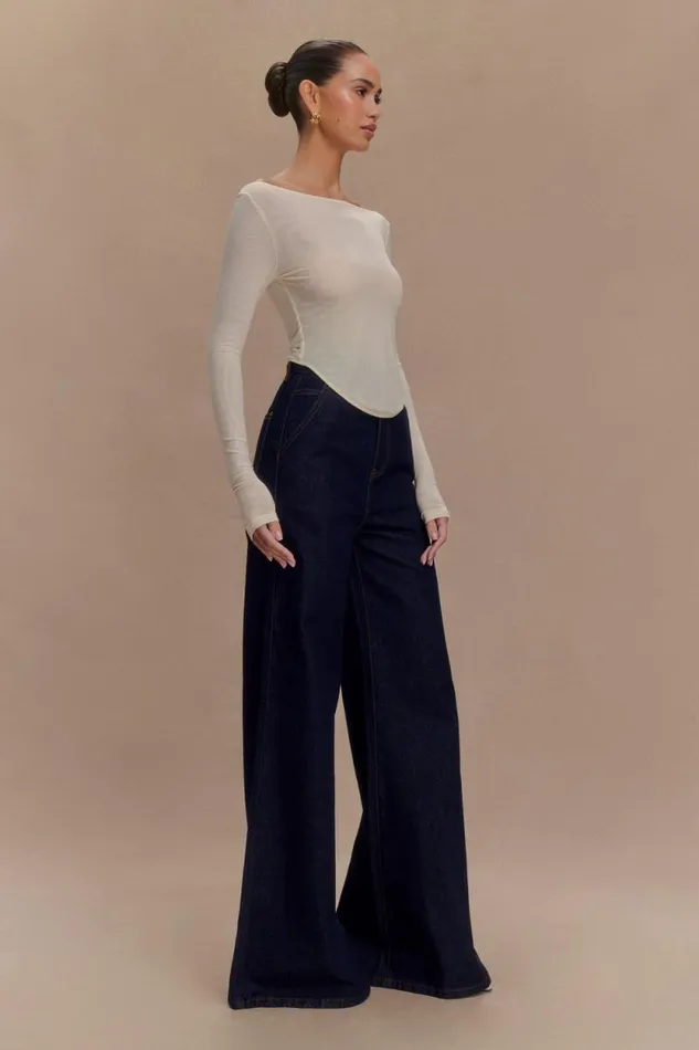Women Meshki Tops Colette Boat Neck Mesh Top 8211 Ivory
